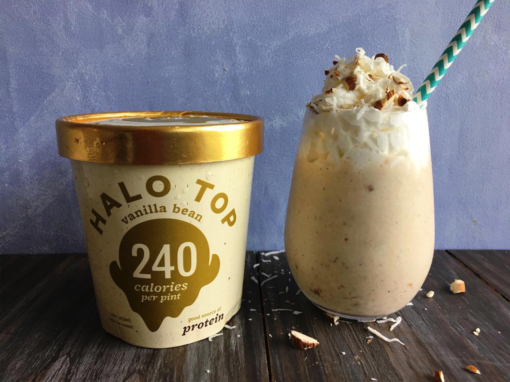 Photo Credit: https://www.myrecipes.com/recipe/almond-coconut-vanilla-halo-top-milkshake
